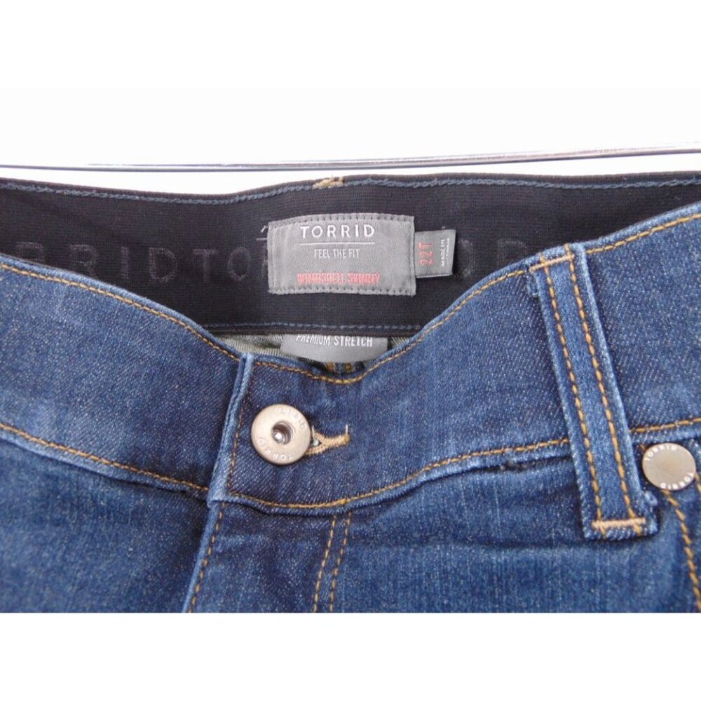 Torrid Bombshell Skinny Dark Blue Jeans 22T 22 Tall Stretch Denim Distressed - Picture 5 of 15